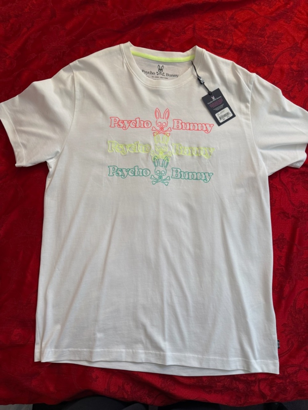 Psycho Bunny White Tee with Black Logo Tag